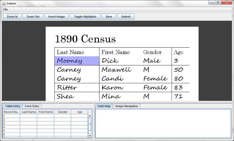 Record indexer program screenshot